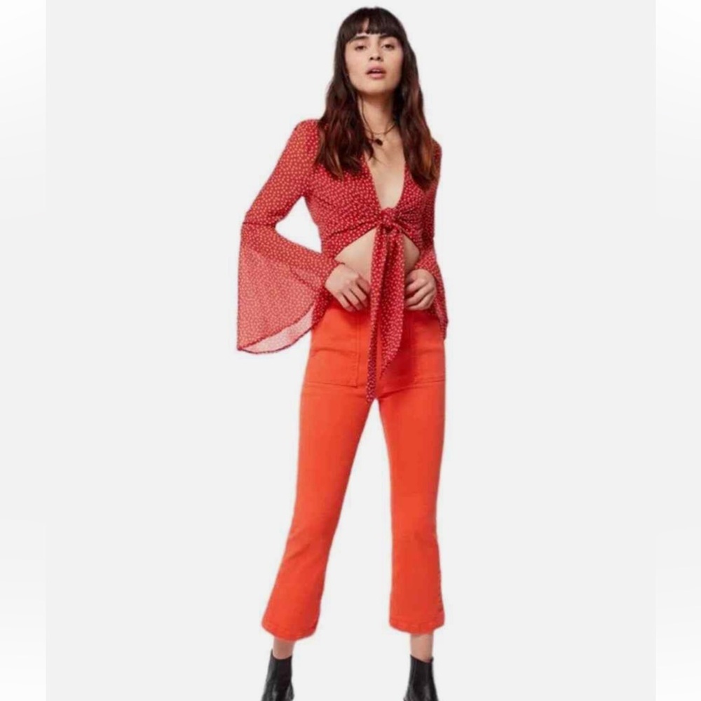 Urban Outfitters BDG Cropped Kick Flare Jean in Coral Women's 25